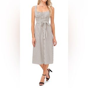 CeCe Smocked Tie Waist Sundress M